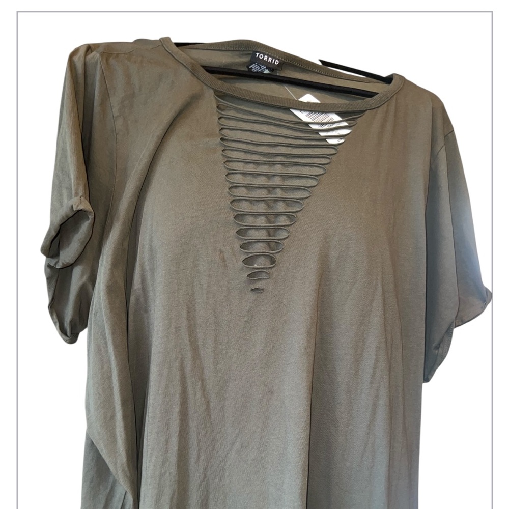 Torrid Green Short Sleeve Top with Cutout Detail